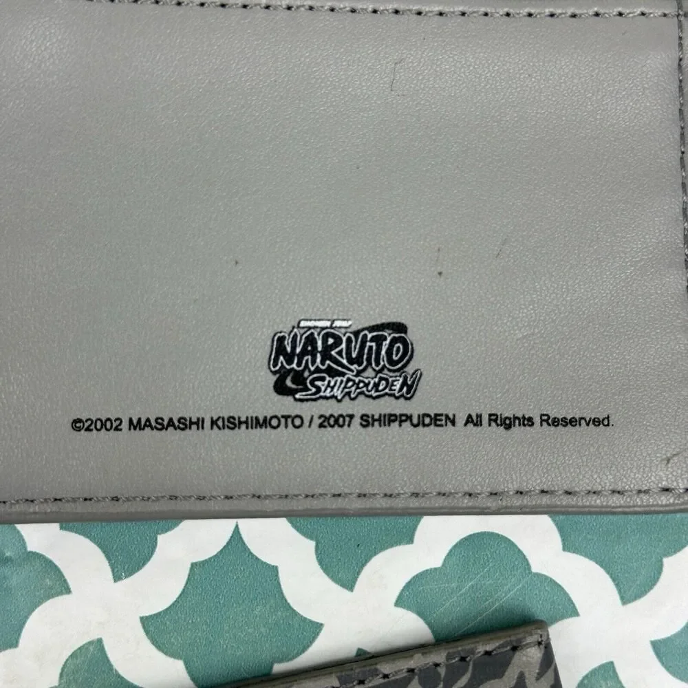 Naruto Shippuden Anime Embroidered Logo Bifold Gray Chain Wallet‎ Shonen Jump
